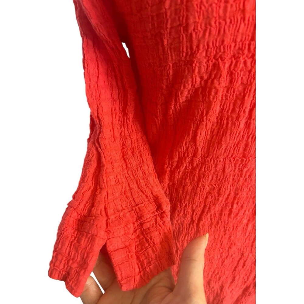 Soft Surroundings Red Crinkle Gauze Tunic Top Cowl Neck Soft Textured PXL USA - Picture 9 of 11